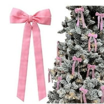 FXMLRLK 1 Pcs Pink Velvet Bows Christmas Tree Decorations,5in x 8.7 in Xmas ornaments for Tree Home Coquette Room Birthday Party Front Door Wedding Holiday Decor,Pink