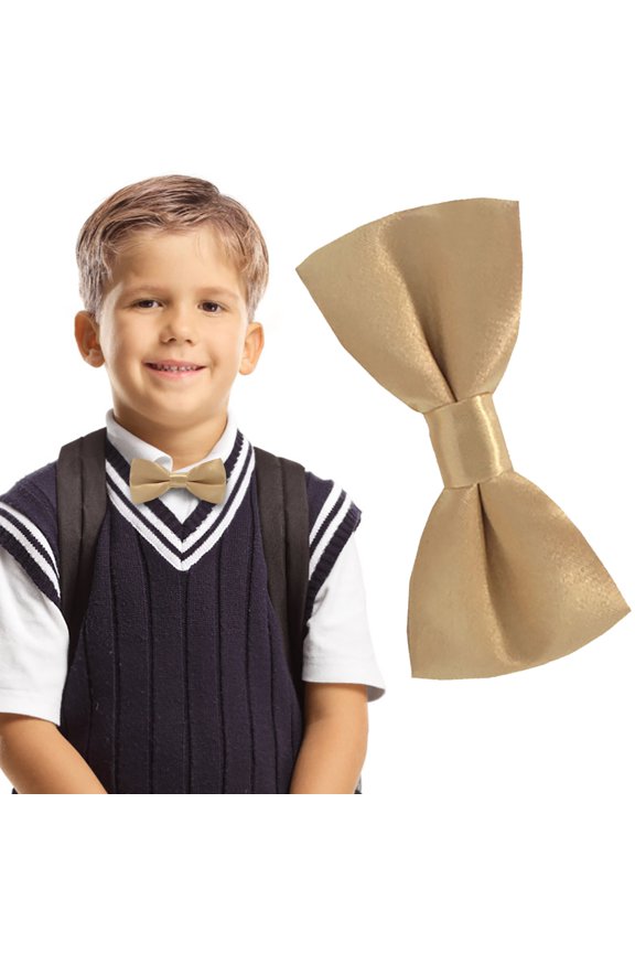 1 Pcs Pre-tied Bow ties,Solid Color Bow Tie Collection, For Kids and Boys,Beige