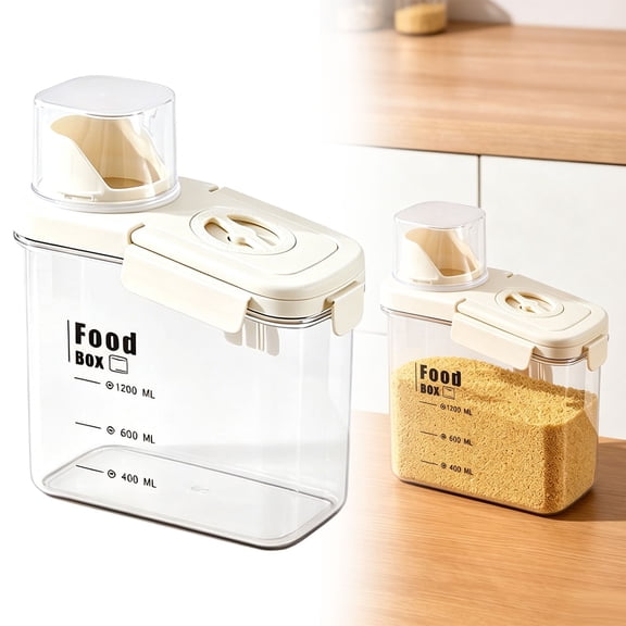 FXMLRLK 1 Piece Cereal Containers Storage, 1.6L/54oz Airtight Large Dry Food Storage Containers with Pouring Spout Measuring Cup for Snacks Grain Rice,BPA Free Dispenser Plastic Bin, 1PC
