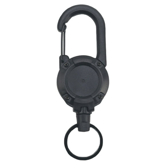 FXMLRLK 1 Piece Retractable Keychain Heavy Duty Carabiner Badge Holder Retractable Badge Reel ID Holder Extendable Key Ring Key Holder, Black