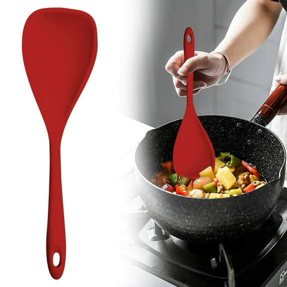 FXMLRLK 1-Piece Silicone Spatula Spoon, Rubber Spoonula for Kitchen Utensils, Spatulas Silicone Heat Resistant, Non-Stick Flexible Scrapers & Spoons for Baking, Cooking, Mixing, Cake,Red