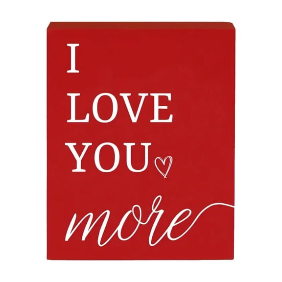 FXMLRLK 1 Piece Wooden Valentine's Day Decor with White Love Wood Box Sign Rustic Valentines Sign Decor Decorative Mini Wood Signs Love Table Top Decoration for Home Shelf Block