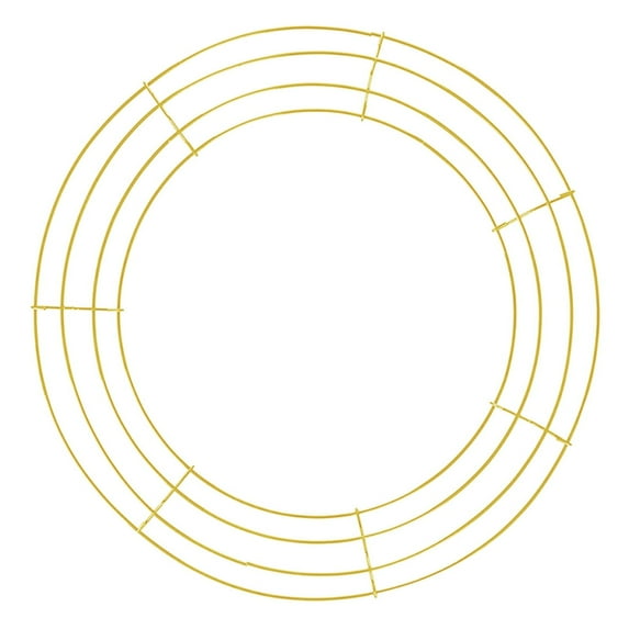 FXMLRLK 1 Pieces 16 Inch Metal Wire Wreath Form Frame Golden Ring for Fall Festival and Halloween Decoration Door