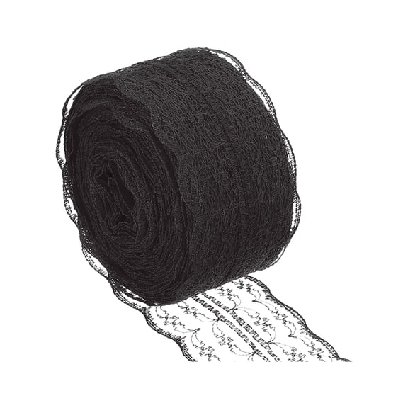 FXMLRLK 1 Roll 1.77 Inch Floral Lace Ribbon Lace Trim Webbing Fabric for DIY Jewelry Making Craft Clothes Accessories Gift Wrapping (Black)