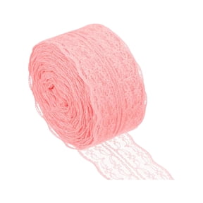 FXMLRLK 1 Roll 1.77 Inch Floral Lace Ribbon Lace Trim Webbing Fabric for DIY Jewelry Making Craft Clothes Accessories Gift Wrapping (Pink)