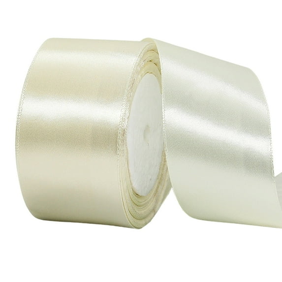 FXMLRLK 1 Roll Satin Wired Ribbon, Wire Edge Ribbon for Bows, Silk Ribbon for Gift Wrapping Bows Crafts Bridal Floral Bouquet Cake Wedding Invitation Card Birthday Party Decor, Beige 5cm