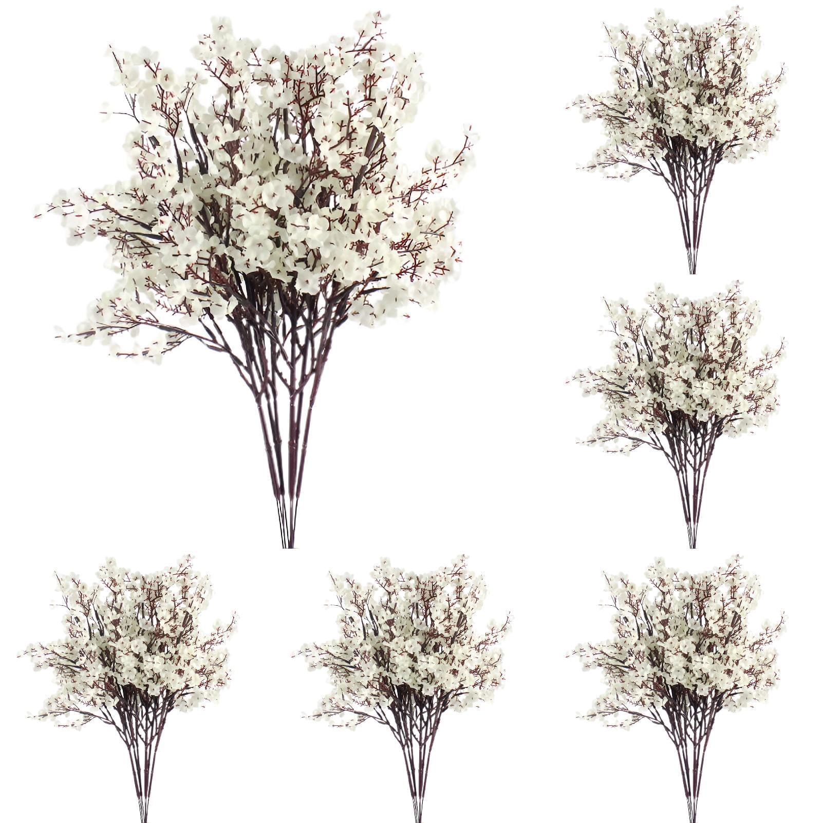 FXMLRLK 12 Bundles Artificial Flowers Gypsophila Bouquets Bulk Real Touch Fake Silk Flowers for Home Wedding DIY Floral Arrangement Kitchen Table Centerpiece Festival Decoration, White