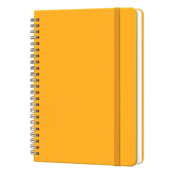 FXMLRLK 1Pc Lined Spiral Journal Notebook for Women & Men, 140 Pages, A5(6" x 8") College Ruled Hardcover Notebook for Work & Note Taking, Journals for Writing,Yellow