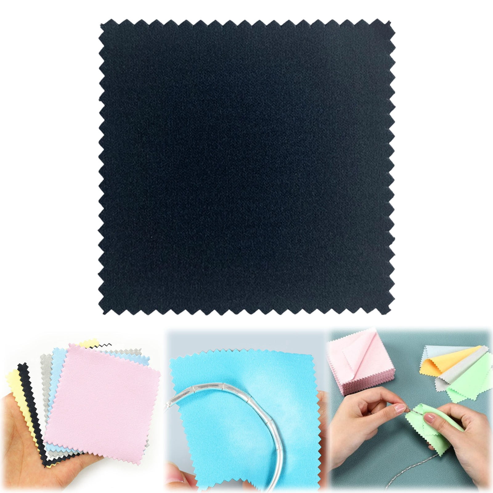 FXMLRLK 1pc Jewelry Cleaning Cloth, Silver Polishing Cloth, Small Jewelry Polishing Cloth for Sterling Silver, Gold, Platinum and More, 3.15" x 3.15" Black