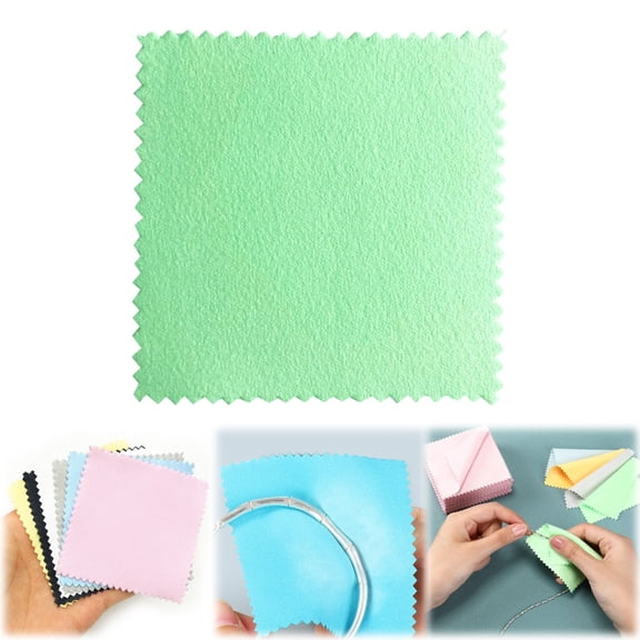 FXMLRLK 1pc Jewelry Cleaning Cloth, Silver Polishing Cloth, Small Jewelry Polishing Cloth for Sterling Silver, Gold, Platinum and More, 3.15" x 3.15" Green