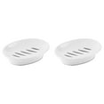 thumbnail image 1 of FXMLRLK 2 Pack Plastic Soap Dish with Drain, White Sponge Holder Easy Cleaning Soap Saver Tray Caddy Keep Dry Stop Mushy for Shower Bathroom Kitchen, 1 of 7