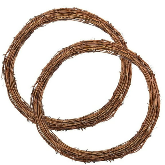 FXMLRLK 2 Pcs 12 inch Natural Grapevine Wreaths, Vine Branch Wreath, Rattan Wreath for DIY Christmas Craft, Front Door Wall Hanging, Wedding and Party Decors,Khaki