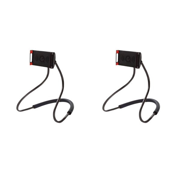 FXMLRLK 2PCS Universal Moblie Phone Stand,Lazy Cell Phone Holder & Neck Cell Tablet Phone Mount Holder Flexible Lazy Bracket (Black)