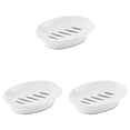 thumbnail image 1 of FXMLRLK 3 Pack Plastic Soap Dish with Drain, White Sponge Holder Easy Cleaning Soap Saver Tray Caddy Keep Dry Stop Mushy for Shower Bathroom Kitchen, 1 of 7