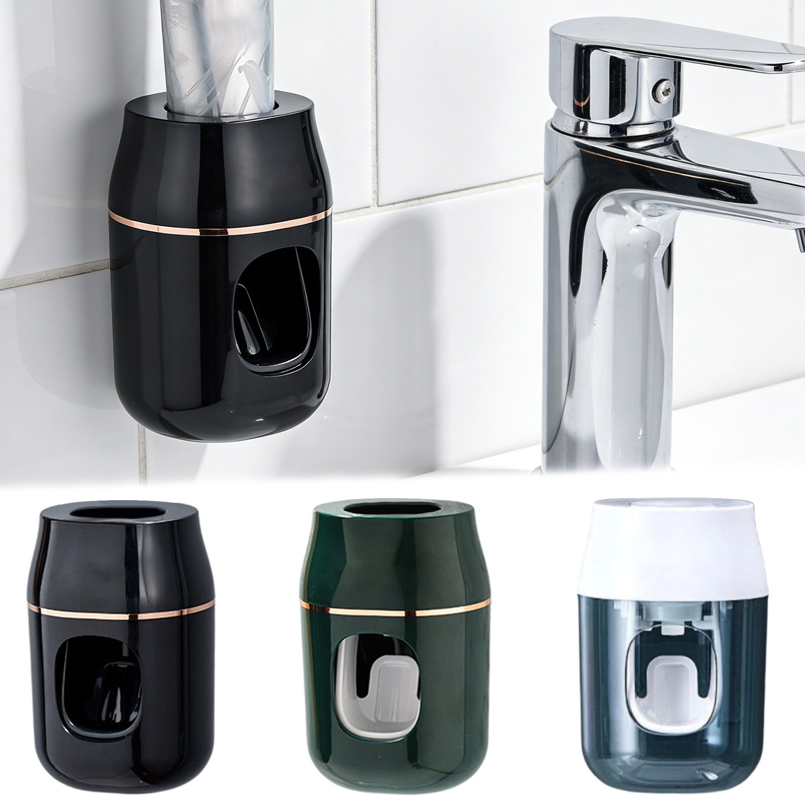 Flow Rite Toothpaste FXMLRLK 3 Pcs Upgrade Toothpaste Dispenser Wall Mounted Bathroom ...