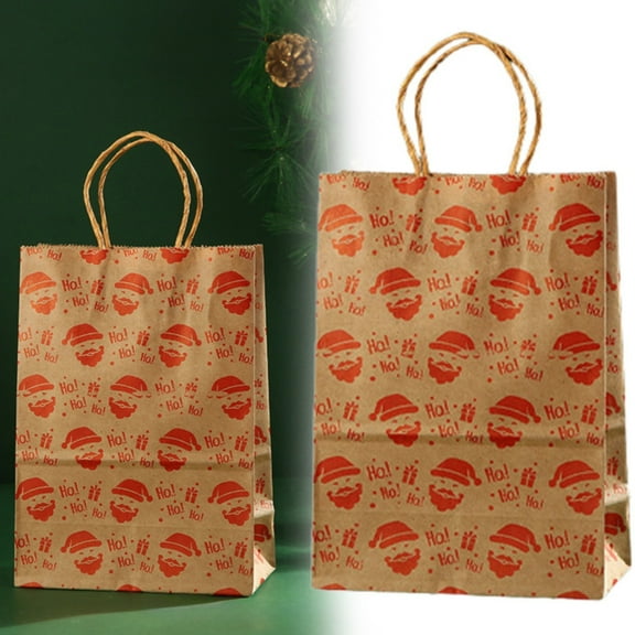 FXMLRLK 3 Piece Assorted Christmas Kraft Gift Bags - Small Paper Bags with Handles for Xmas Gift Wrapping and Party Supplies