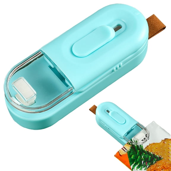 FXMLRLK 3-in-1 Mini Heat Bag Sealer, Built-in Rebound Cutter & Transparent Sealing End – Portable Airtight Resealer for Chips, Snacks & Food Storage – No Preheating Needed(Blue)