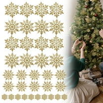 FXMLRLK 36 Pack Plastic Gold Snowflake ornaments Christmas Winter Decorations, Hanging Snowflake Decorations for Winter Wonderland Christmas Tree,Gold