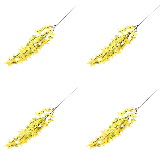 FXMLRLK 4 PCS 25.59" Fake Flowers Yellow Flower Silk Artificial Forsythia Branches Long Stem Spring Flowers Artificial for Decoration Indoor Outdoor Wedding Home Bedroom Yard Cemetery