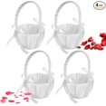 thumbnail image 1 of FXMLRLK 4 PCS Wedding Flower Baskets, White Satin Bowknot Flower Baskets Pearl Collection Flower Girl Baskets for Weddings (Pearl Bow),White, 1 of 6