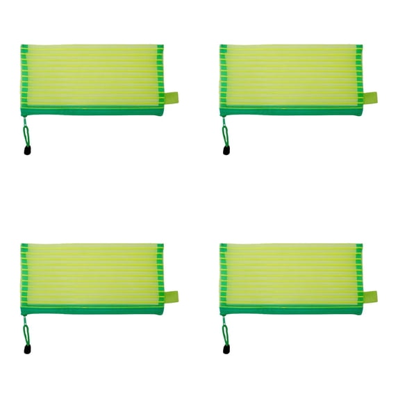 FXMLRLK 4 Pack 4 Colors Zipper Mesh Pouch, Pencil Pouch Pen Bag Colorful Pencil Pen Bag Multipurpose Travel Bags for Office Supplies Cosmetics Travel Accessories(Green)
