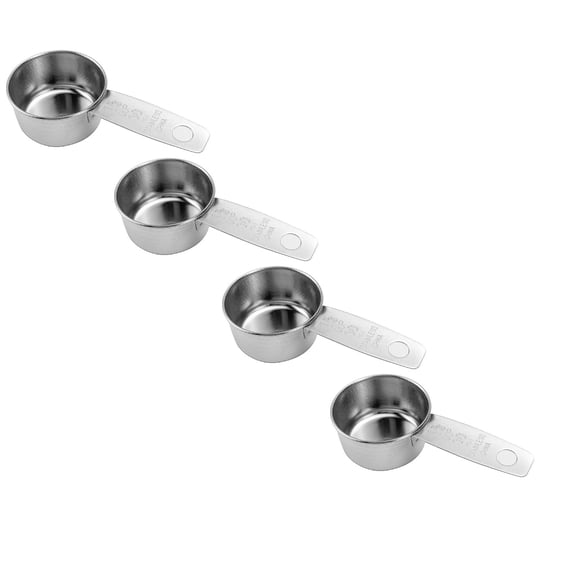 FXMLRLK 4 Pcs 1/8 Cup Measuring Cup, 30 ml Stainless Steel Measuring Cups Scale Metal Liquid Measure Scoop Cups for Coffee, Cooking, Baking, Kitchen Wet and Dry Ingredients, Dishwasher Safe