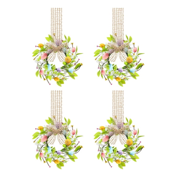 FXMLRLK 4Pcs Easter Kitchen Cabinet Wreath for Kitchen with Bows Spring Artificial Easter Egg Small Window Wreath for Window Door Farmhouse Easter Party Decorations