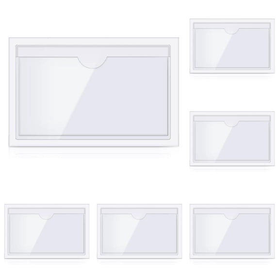 FXMLRLK 6 Pack Clear 4" x 6" Index Card Pocket with Top Open Self-adhesive Index Card Holders Clear Plastic Labels Holders for Storage Bins, Organizing