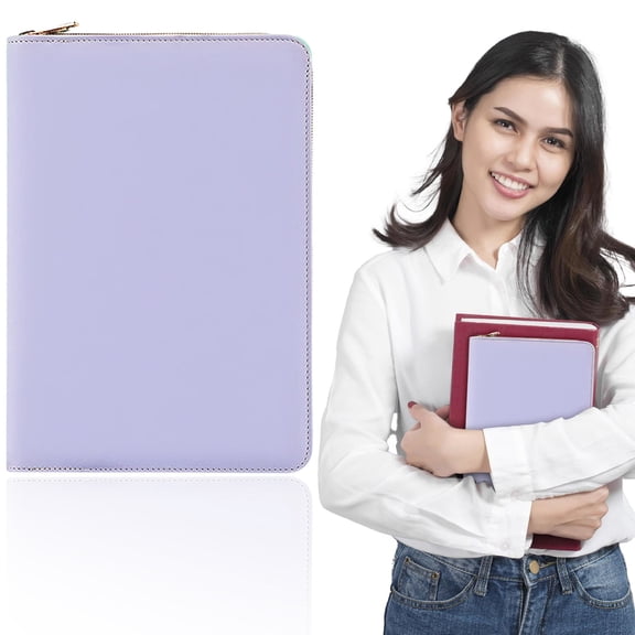FXMLRLK A5 Zipper Notebook PU Leather Portfolio 10.24x7.68in/26x19.5cm with 200 Pages Lined Paper Document Organizer.