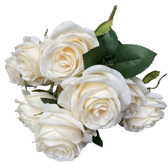 FXMLRLK Artificial Roses Flowers, 9 Heads Realistic Long Stem Fake Roses Faux Silk Flowers for DIY Bouquets Wedding Centerpieces Arrangements Home Party Decor, 2-Beige