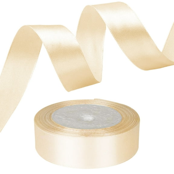 FXMLRLK Beige Satin Ribbon 1.2 inch x 25 Yards, Solid Color Fabric Silk Ribbon for Christmas Gift Wrapping, Hair Bows Making, DIY Crafts, Wreaths, Floral Bouquets,Wedding Party,Beige