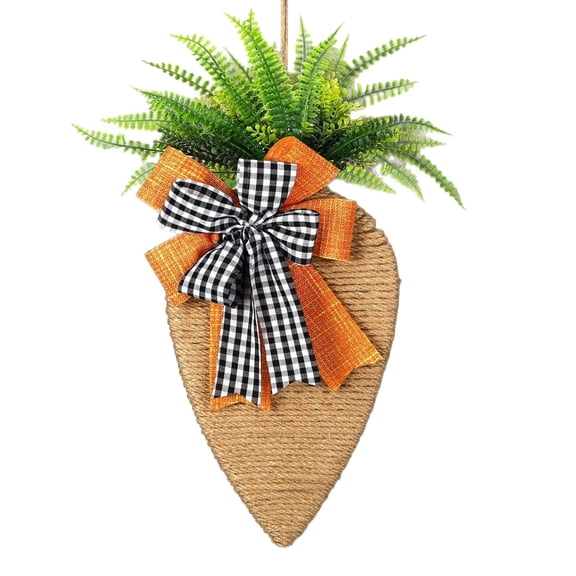 FXMLRLK Easter Door Hanger Sign Easter Carrot Wreath for Front Door Wall Decorations for Outdoor Outside Porch, Spring Farmhouse Wooden Wreath Indoor Wall Party Hanging Decoration