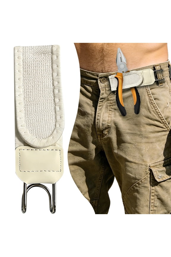 Elastic Belt With Stainless Buckle Stretchable Polyester Waist Strap for Hiking and Active Training,White