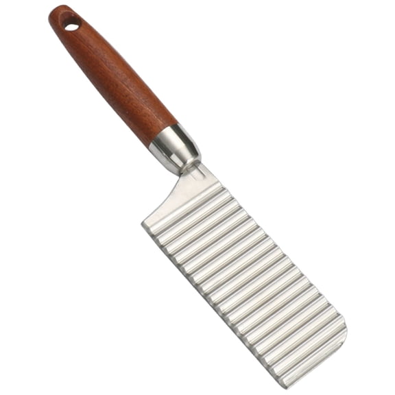 FXMLRLK French Fry Cutter for Wave Fries, Crinkle Cutter for Veggies, Potatoes, Cucumber, Carrot and Fruit, with Non-slip Handle, Dishwasher Safe(Brown)