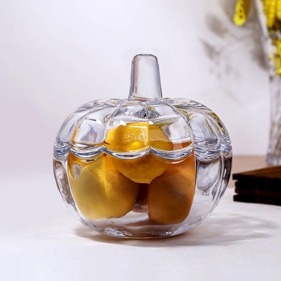 FXMLRLK Glass Candy Jar with Lid, Food Storage Canister for Wedding Candy Buffet, Pumpkin Jar, Decorative Kitchen Storage for Christmas, Halloween