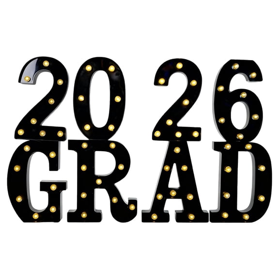FXMLRLK Graduation Decorations 2026 8 LED Long Marquee Light Up Letters 'Grad 2026' - Graduation Party Decor for Kindergarten Preschool College Graduation,Black(2026 GRAD)