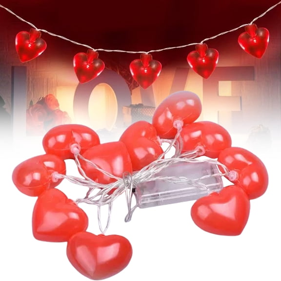FXMLRLK Heart String Lights, LED Fairy Lights for Valentine's Day Decor, Bedroom Wall, Wedding Party, Anniversary Proposal, Romantic Backdrop, Indoor Outdoor Decorative Lighting, Red 150cm