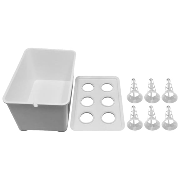 FXMLRLK Hydroponic System,6-Holes Germination System, Vegetables Planting Box - for Vegetables Flowers Fruits Indoor Outdoor Garden Greenhouse Farm Backyard Windowsill Balcony, White