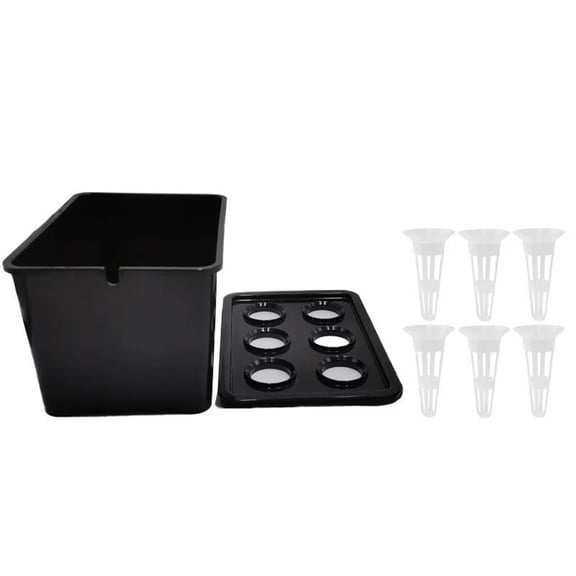 FXMLRLK Hydroponic System,6-Holes Germination System, Vegetables Planting Box - for Vegetables Flowers Fruits Indoor Outdoor Garden Greenhouse Farm Backyard Windowsill Balcony, Black