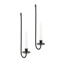FXMLRLK Metal Wall Candle Sconce Holder Set of 2 Wall Mount Candle Holders Modern Wall Candle Sconces Hanging for Living Room Farmhouse Fireplace Wedding 16.5"×5"×3",Black