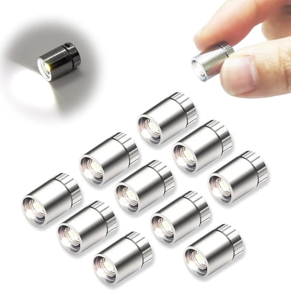 FXMLRLK Mini LED Lights, 10 Pieces Mini Electric Lights for Dollhouse, Small Lights for Crafts, Battery Included, Tiny Lights for DIY Miniature Lights, Small Decoration Dollhouse Accessories (White)