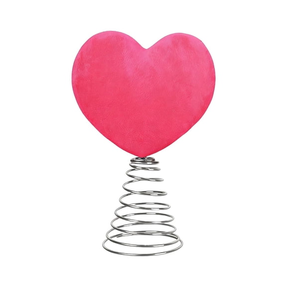 FXMLRLK Mini Valentine Christmas Tree Topper 8 Inch Velvet Heart Shaped Tree Topper for Valentine Home Decor Holiday, Hot Pink