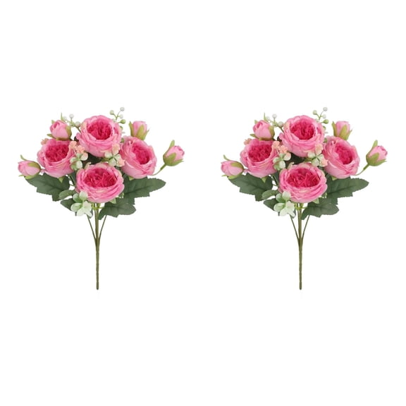 FXMLRLK Peonies Artificial Flowers,2 Bouquets 5 Heads Silk Peonies Flowers Fake Peonies Artificial Flowers Peonies Bouquet for Centerpiece Table Wedding Party Home Decor, Dark Pink
