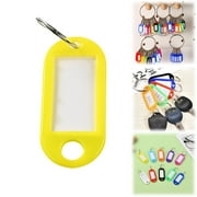 FXMLRLK Plastic Colored Key Ring Tags with Labels - Key Tags Identifiers,Name Tags and Labels,Adapt to USB Drive,Key Chains with Label Tags,Pets Key Id Tags,Small Luggage Tags,Yellow