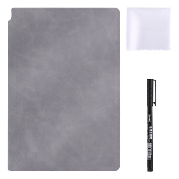 FXMLRLK Portable A5 Dry Erase Notebook with Wipeable Pen&Rag , 9.5x6.6 Inch Reusable Dry Erase Notebook Erasable Notebook Whiteboard Notebook for Business Home Office(Gray)