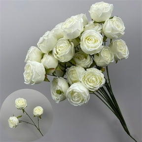 FXMLRLK Rose Artificial Flowers 1PC 3 Head Real Touch Faux Ranunculus Flowers for DIY Wedding Bouquet Party Table Home Decor, White
