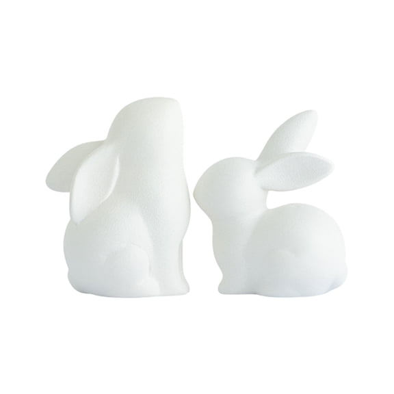 FXMLRLK Set of 2 Ceramic Easter Bunny Figurines, Small Decorative Easter Bunny Statue, Vintage Rabbit Table Home Decoration(White)