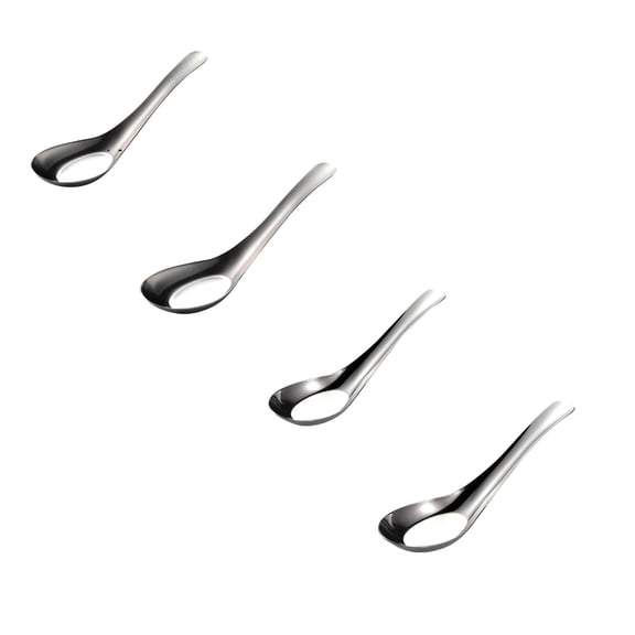 FXMLRLK Soup Spoons Stainless Steel Dinner Spoons, 4PCS Chinese Soup Spoon Mirror Polished Asian Soup Spoons for Bouillon Dessert Cereal Thai Miso Ramen(4 Sizes)