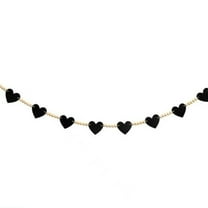 FXMLRLK Valentine's Day Heart Decorations, Felt Hearts Wood Bead Garland Banner for Valentine's Day Home Farmhouse Office Wall Fireplace Mantel Shelf Proposal Wedding Party Decor, Black