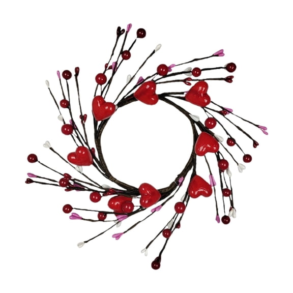 FXMLRLK Valentine's Day Wreath for Front Door, Wreath with Heart Shaped Berry, Berry for Front Door Indoor Outdoor Wedding Anniversary Party Home Wall Window Festival Decoration, Red